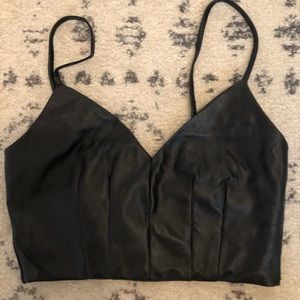 Black Faux Leather Crop